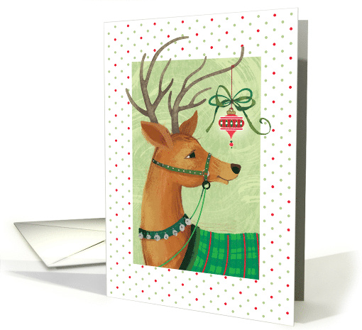 Reindeer With Christmas Ornament On Antler card (1700190)