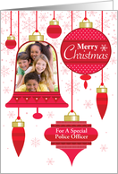 To Police Officer Custom Photo Retro Red Christmas Ornament card