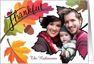 Custom Photo Colorful Fall Leaves Thanksgiving card