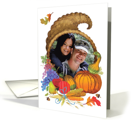 Custom Photo Colorful Cornucopia Thanksgiving card (1703386)