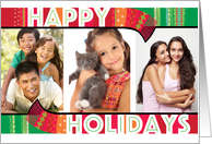 3 Custom Photos Happy Holidays Christmas Red And Green Scarf card