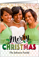Custom Name J Merry Christmas Typography With Holly card