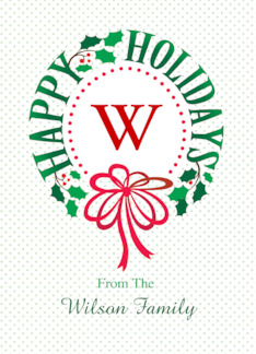 Monogram W and Custom Name Typography Christmas Wreath