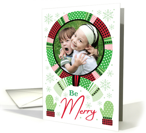 Be Merry Photo Dot Buffalo Plaid Scarf card (1711878)