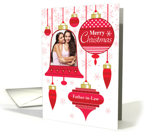 Father in Law Photo Red Retro Ornaments with Stars And Stripes card