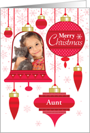 Aunt Photo Red Retro Christmas Ornaments card