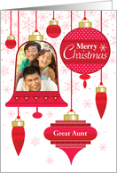 Great Aunt Photo Red Retro Christmas Ornaments card
