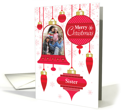 Sister Photo Red Retro Christmas Ornaments card (1712070)