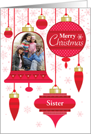 Sister Photo Red Retro Christmas Ornaments card
