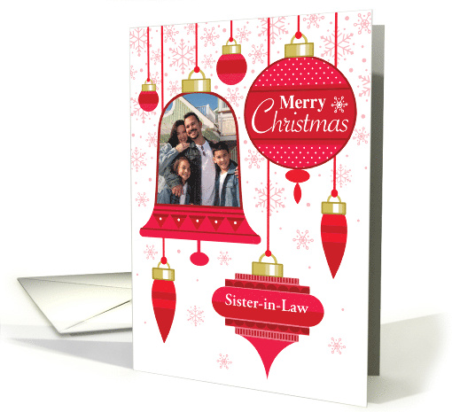 Sister in Law Photo Red Retro Christmas Ornaments card (1712072)