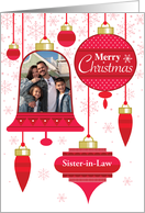 Sister in Law Photo Red Retro Christmas Ornaments card
