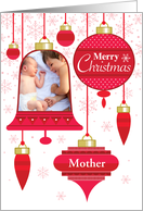 Mother Photo Red Retro Christmas Ornaments card