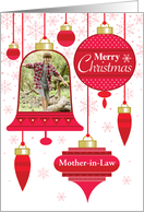 Mother in Law Photo Red Retro Christmas Ornaments card