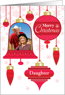 Daughter Photo Red Retro Christmas Ornaments card