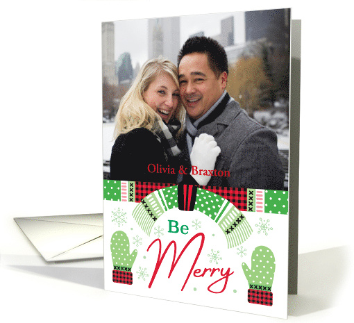 Be Merry Photo Green Dot Red Buffalo Plaid Scarf card (1712510)