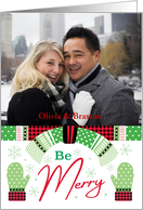 Be Merry Photo Green Dot Red Buffalo Plaid Scarf card