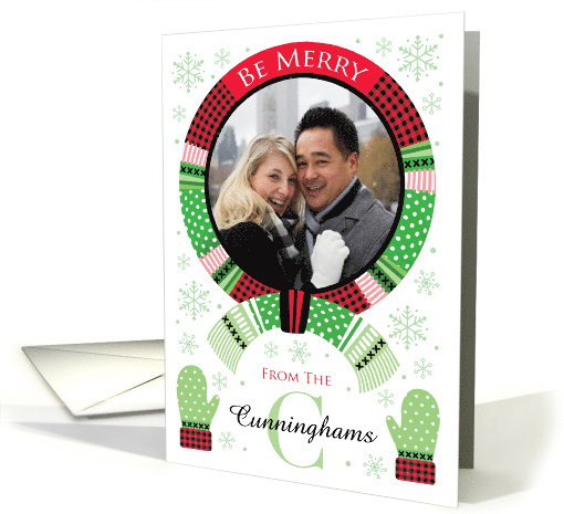 C Monogram Photo Green Dot Red Buffalo Plaid Scarf card (1712696)