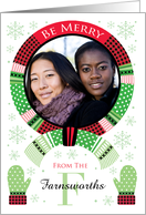 F monogram Photo Green Dot Red Buffalo Plaid Scarf card