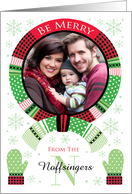 N monogram Photo Green Dot Red Buffalo Plaid Scarf card