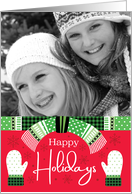 Photo Happy Holidays Christmas Scarf And Mittens card