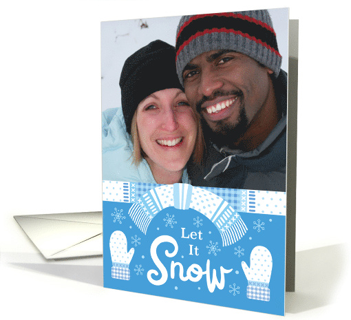 Photo Let It Snow Blue Christmas Scarf And Mittens card (1713124)