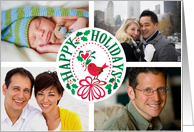 4 Photo Typography Happy Holidays Wreath With Red Bird card