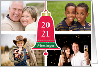 4 Photo Custom Year And Name Christmas Bell card