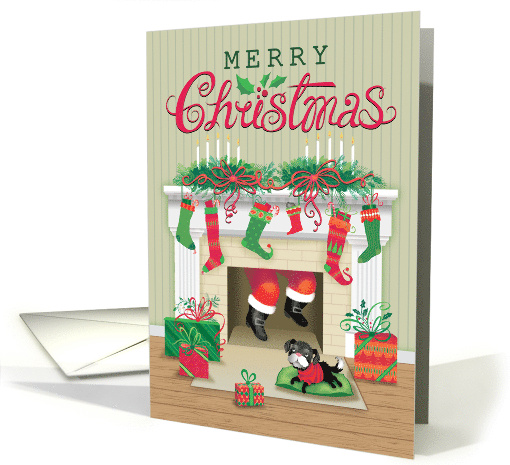 Shih Tzu Dog With Santa Stockings And Presents card (1716038)