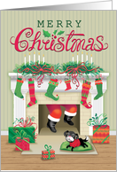 Shih Tzu Dog With Santa Stockings And Presents card