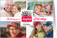 Custom Name 4 Photo Joyful Christmas Present card