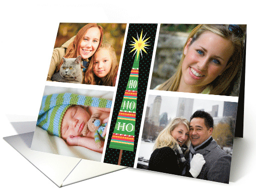 4 custom photos HoHoHo Christmas Tree card (1716512)