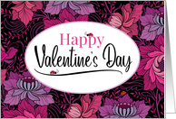 Valentine Purple Pink Red Floral Border With Lady Bugs card