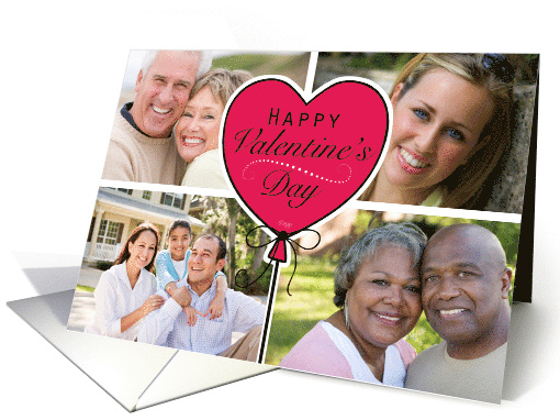 Valentine Custom Photo Collage Heart Balloon card (1725510)