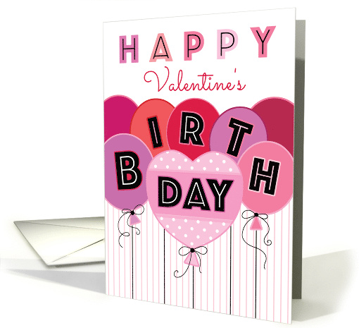 Valentine Birthday Balloons Pink Red Hearts card (1725612)