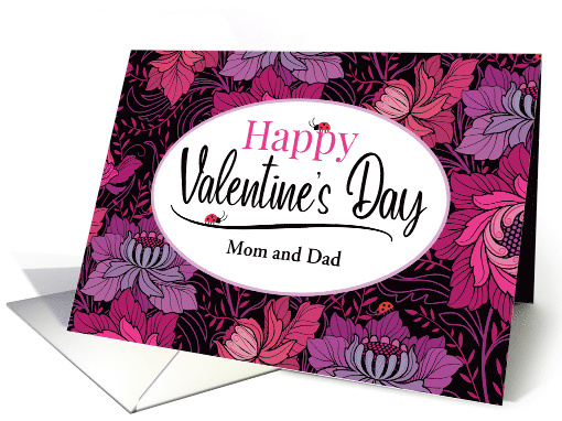 Mom and Dad Valentine Red Pink Fuschia Romantic Floral card (1725648)