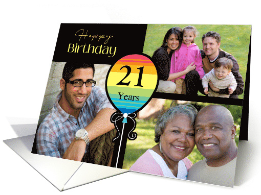 3 Photo 21st Birthday Colorful Balloon card (1726196)