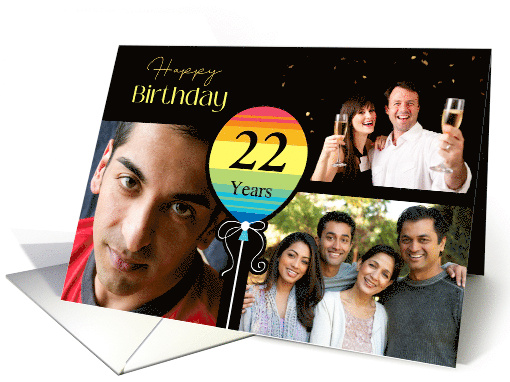 3 Photo 22nd Birthday Colorful Balloon card (1726200)