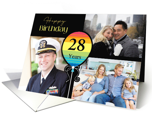 3 Photo 28th Birthday Colorful Balloon card (1726214)