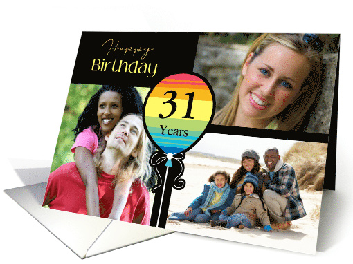 3 Photo 31st Birthday Colorful Balloon card (1726224)