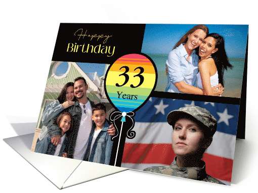 3 Photo 33rd Birthday Colorful Balloon card (1726232)
