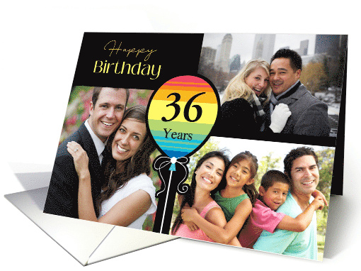 3 Photo 36th Birthday Colorful Balloon card (1726242)