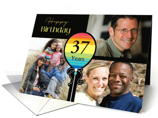 3 Photo 37th Birthday Colorful Balloon card (1726246)