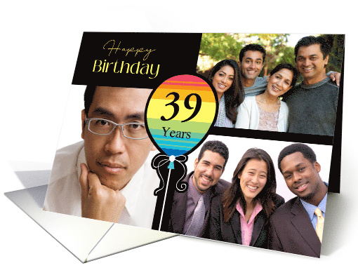 3 Photo 39th Birthday Colorful Balloon card (1726250)