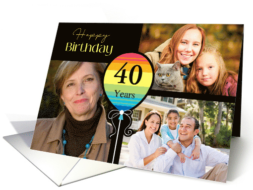 3 Photo 40th Birthday Colorful Balloon card (1726254)