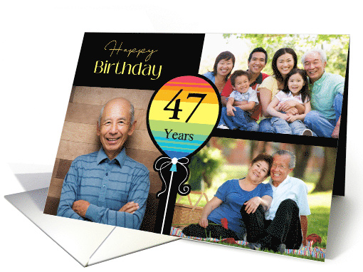 3 Photo 47th Birthday Colorful Balloon card (1726470)