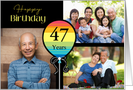 3 Photo 47th Birthday Colorful Balloon card