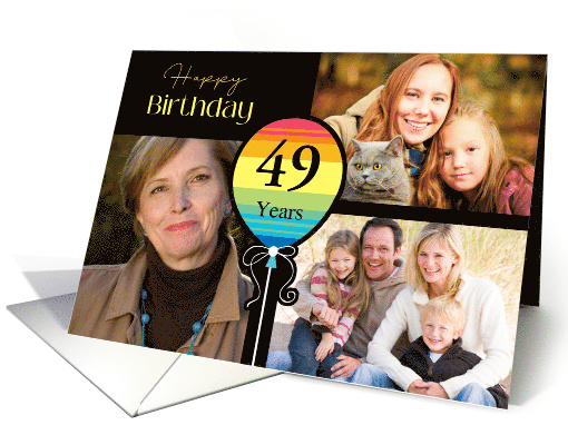 3 Photo 49th Birthday Colorful Balloon card (1726482)