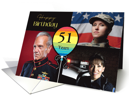 3 Photo 51st Birthday Colorful Balloon card (1726490)
