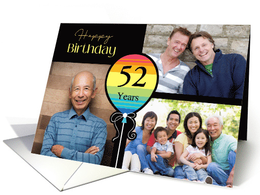 3 Photo 52nd Birthday Colorful Balloon card (1726492)