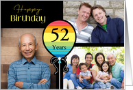 3 Photo 52nd Birthday Colorful Balloon card